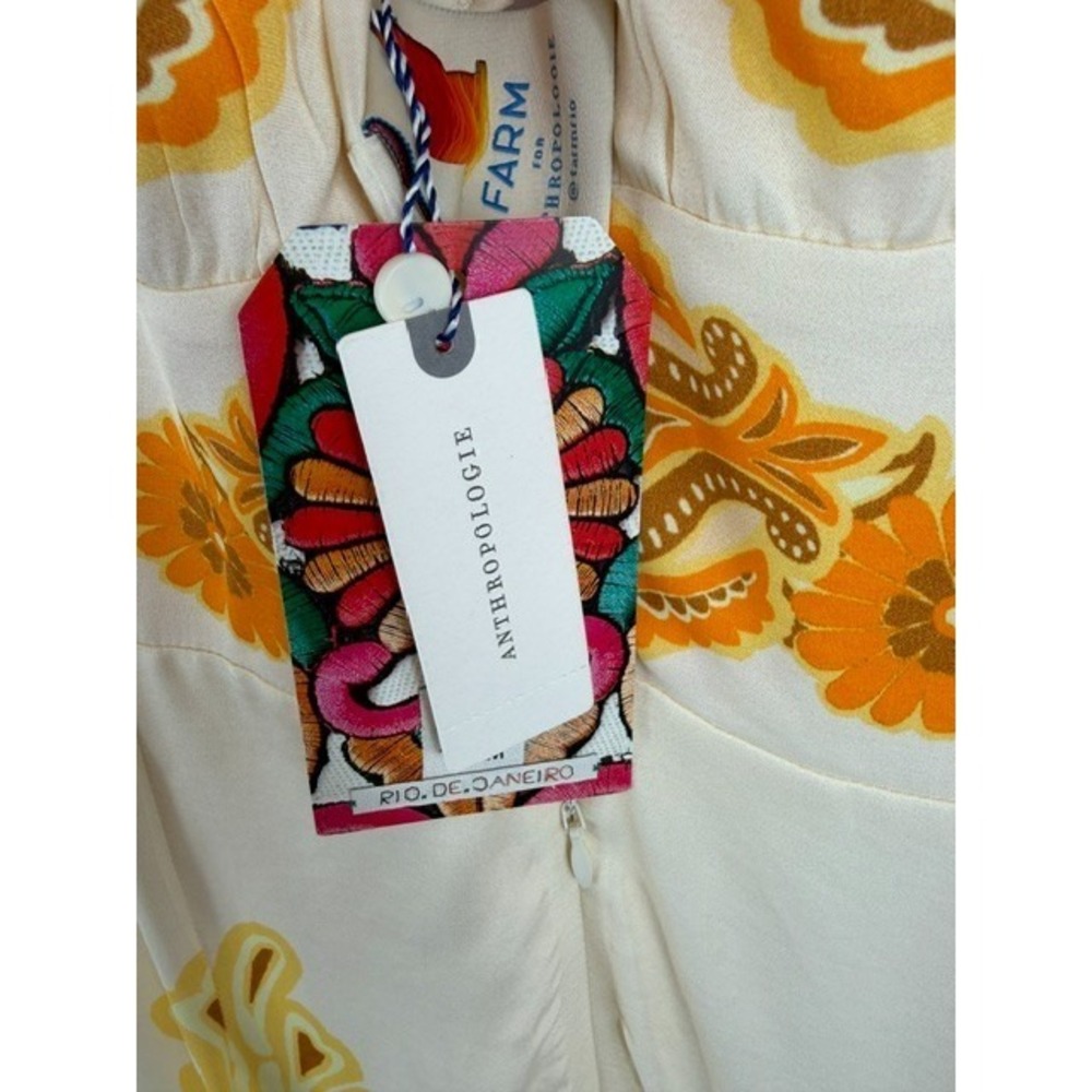 Farm Rio Anthropologie Maxi Dress XL Yellow Floral Retro Boho Tropical Chic - Picture 14 of 16